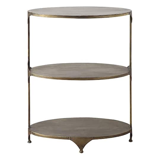 Hello Honey® 31'' Antique Gold Oval Metal 3-Tier Shelf Side Table